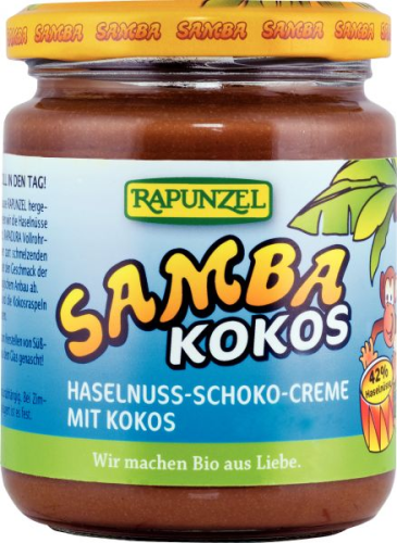 Samba Kokos, Zartbitter Haselnuss-Schoko-Creme mit Kokos