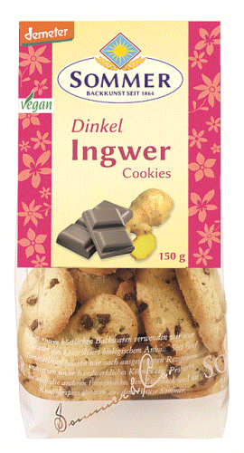 Dinkel Ingwer Cookies mit Schokostückchen